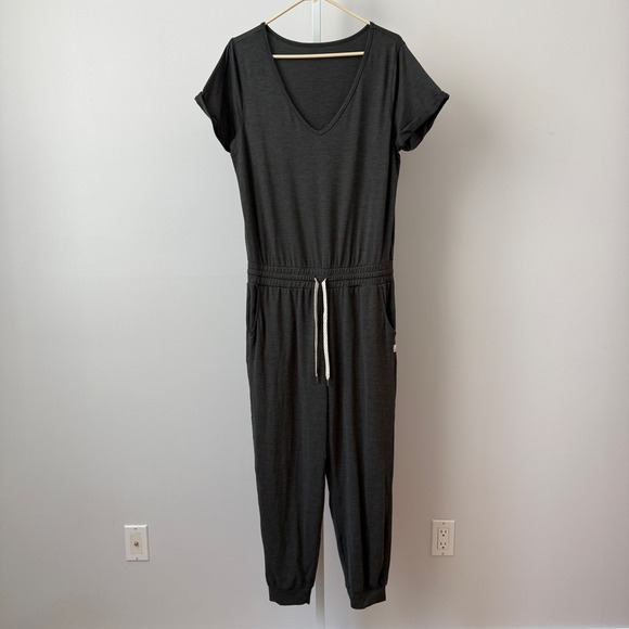 Vuori Pants - Vuori sz L  Lux‎ Jumpsuit Grey V-Neck Short Sleeve Athleisure Quitet Luxury